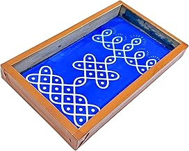 Anciently Kambi Kolam Kuthu Vilakku Rangoli Stencil Wooden, Rangoli Sacha Wooden, 1 Piece (9x5 Inches)