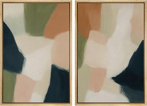 Miniatura 11 de SIGNLEADER Lienzo enmarcado para pared, juego de arte geométrico de mediados de siglo, formas de tocadiscos de música, ilustraciones abstractas,