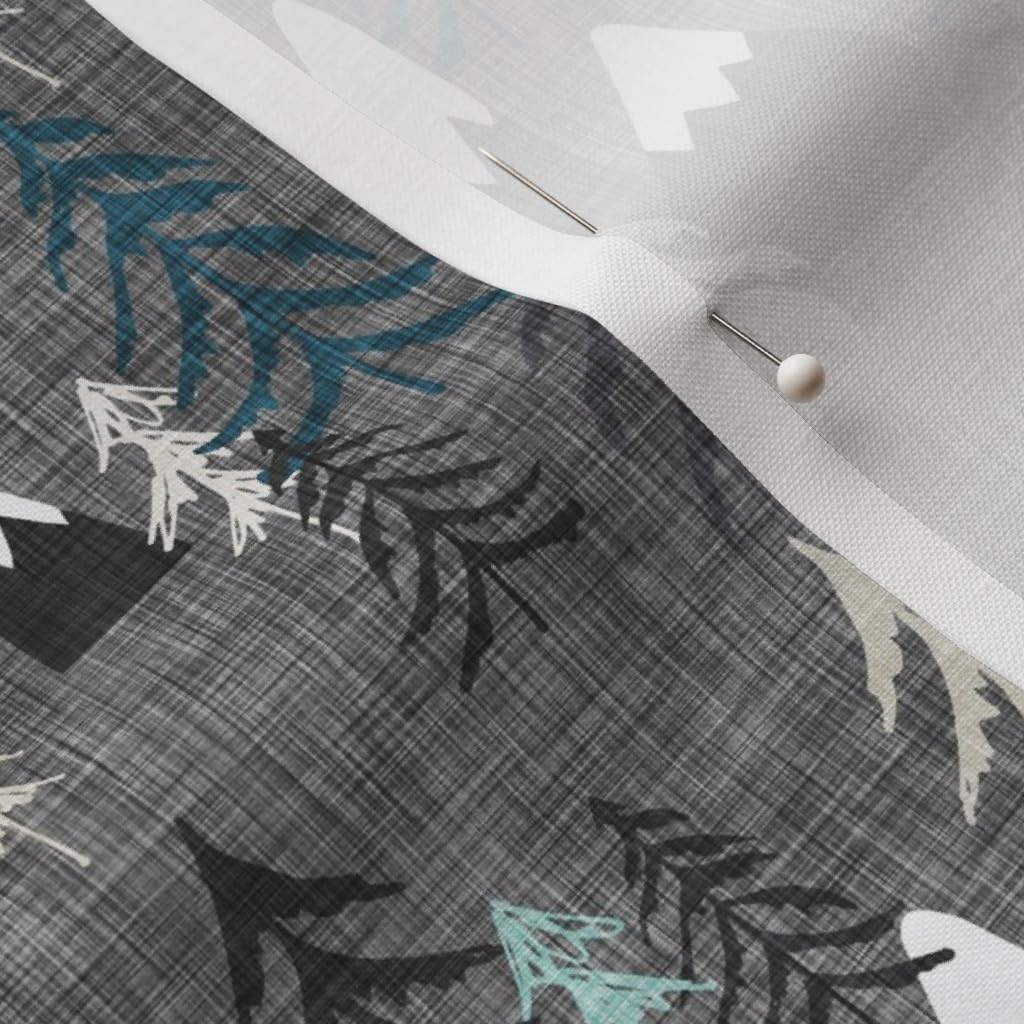 Spoonflower Fabric - Mountain, Forest, Peaks, Charcoal Gray, Woodland, Stars, Night, Printed on Petal Signature Cotton Fabric by The Yard - Sewing Quilting Apparel Crafts Decor