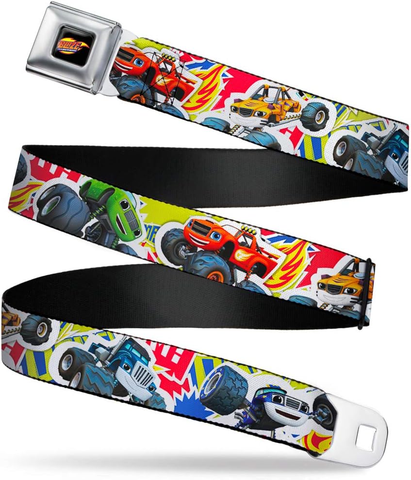 Blaze and the Monster Machines Kids' Big Buckle-Down Seatbelt Belt Blaze 1.0" W, 20-36" L, Wide, Long