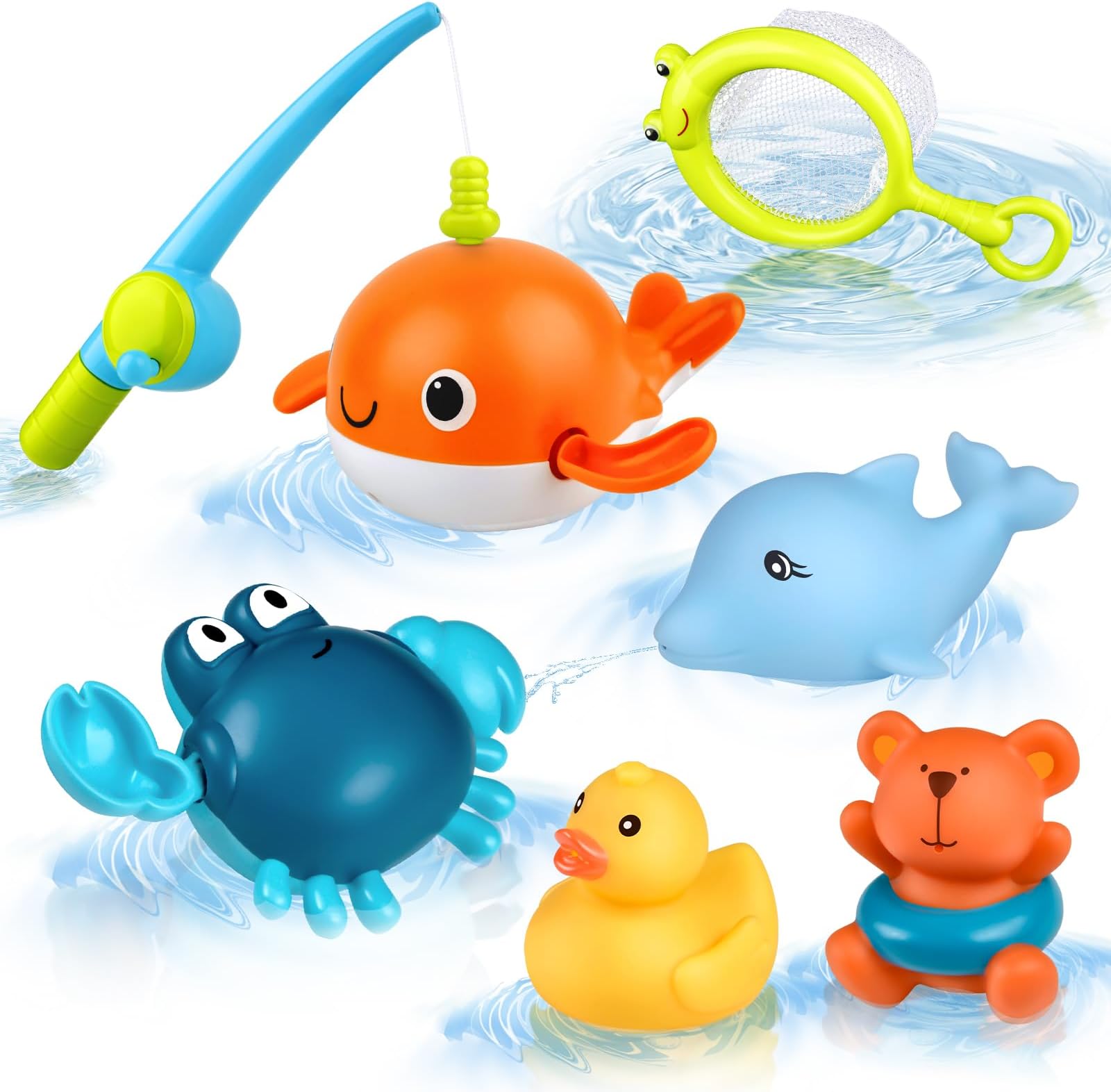 twoonto Baby Bath Toys, Wind Up Magnetic Fishing Games Bathtub Toys