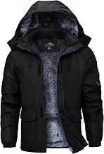 Tansozer Mens Winter Jacket Waterproof Windproof Parka Thermal Fleece Lined Windbreaker Skiing Coat Hiking Raincoat Work Outwear, Black, XL