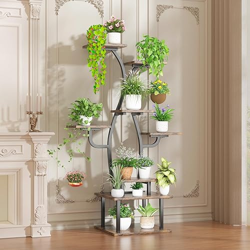 Miniatura 2 de Soporte para plantas de interior con luz de crecimiento, soporte para plantas de interior de 8 niveles, soporte de flores de 58 pulgadas de alto,