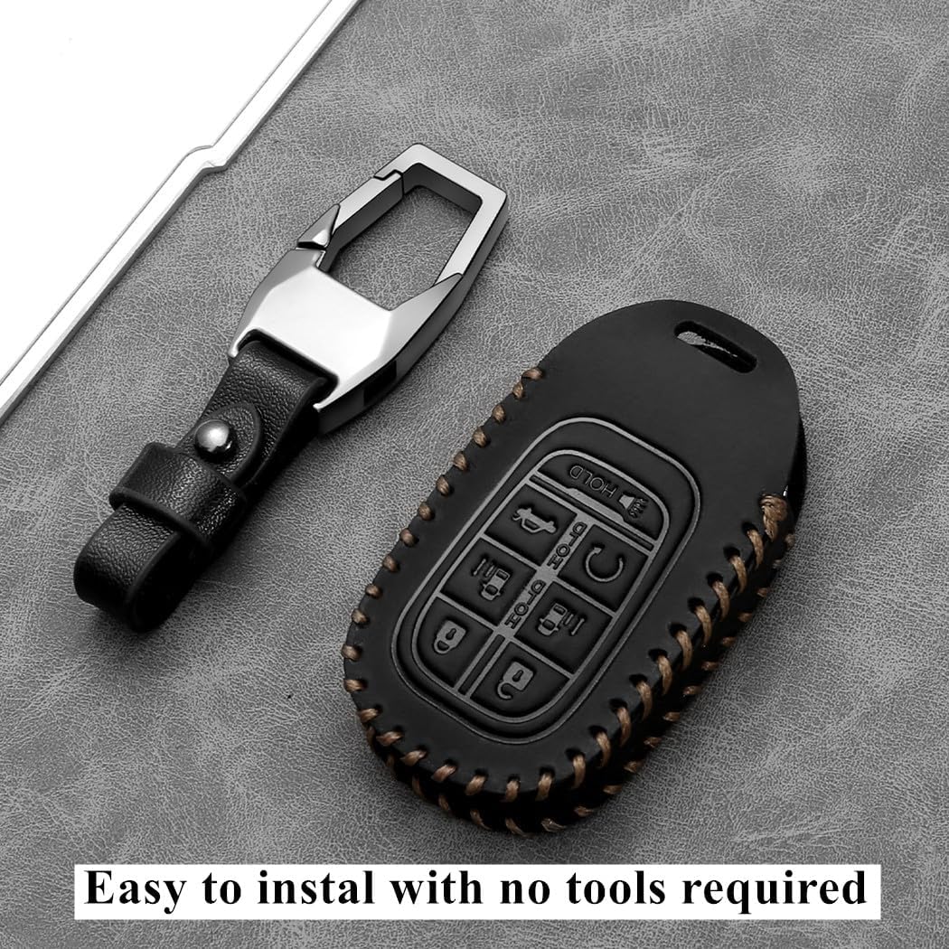Leather Compatible with Honda Key fob Cover for 2025 2026 Odyssey 7 Buttons Accessories Keychain
