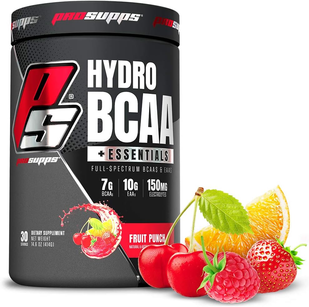PROSUPPSHydro BCAA + Essential Amino Acid EAA Full Spectrum Matrix, 7g BCAAs, 10g EAAS, 0g Sugar, 0g Carbs, 150g Electrolytes, 414g, 30 Servings, Six Great Tasting Flavours (Fruit Punch)