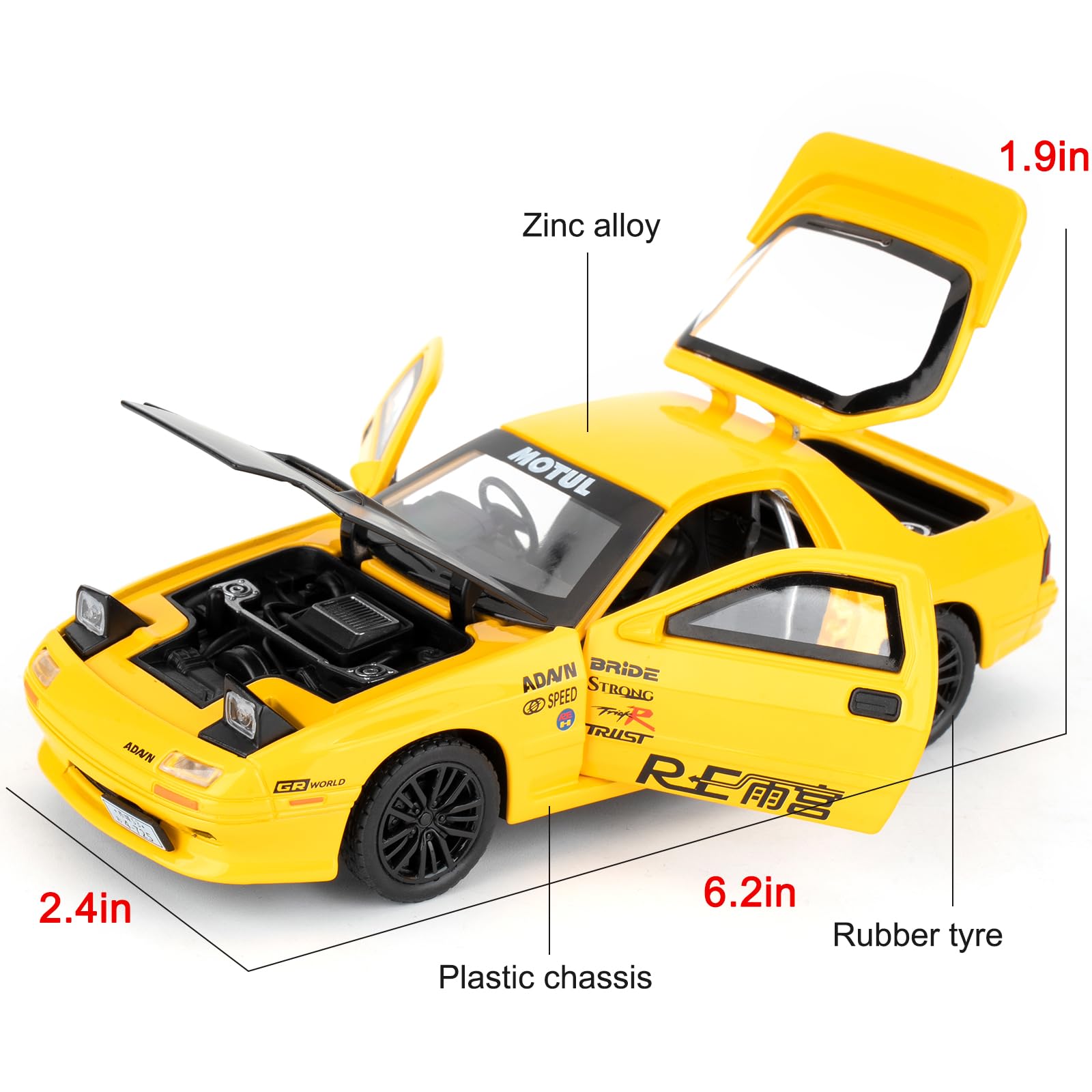 imtfzct 1/32 Mazda RX7 Model Car, Alloy Die-casting Toy Cars, Collectible Toy Model Cars - Image 2