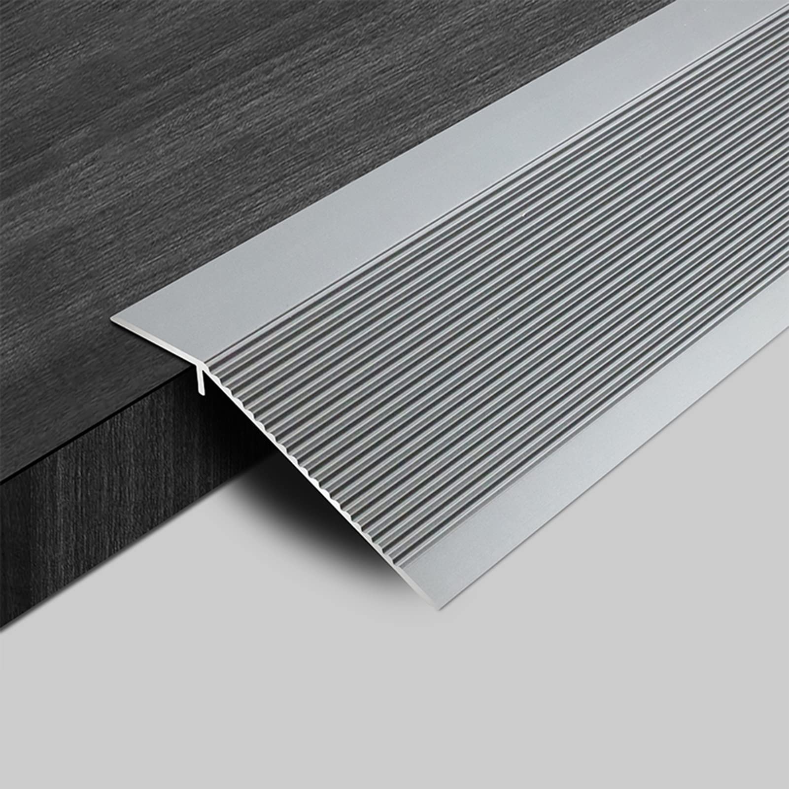 10cm/3.9in Wide Floor Seams Transition Strip,Aluminum Alloy Thresholds Ramp Strip dor Indoor Doorway, Hardwood Flooring Edging Trim(Gray,90cm/35.4in)