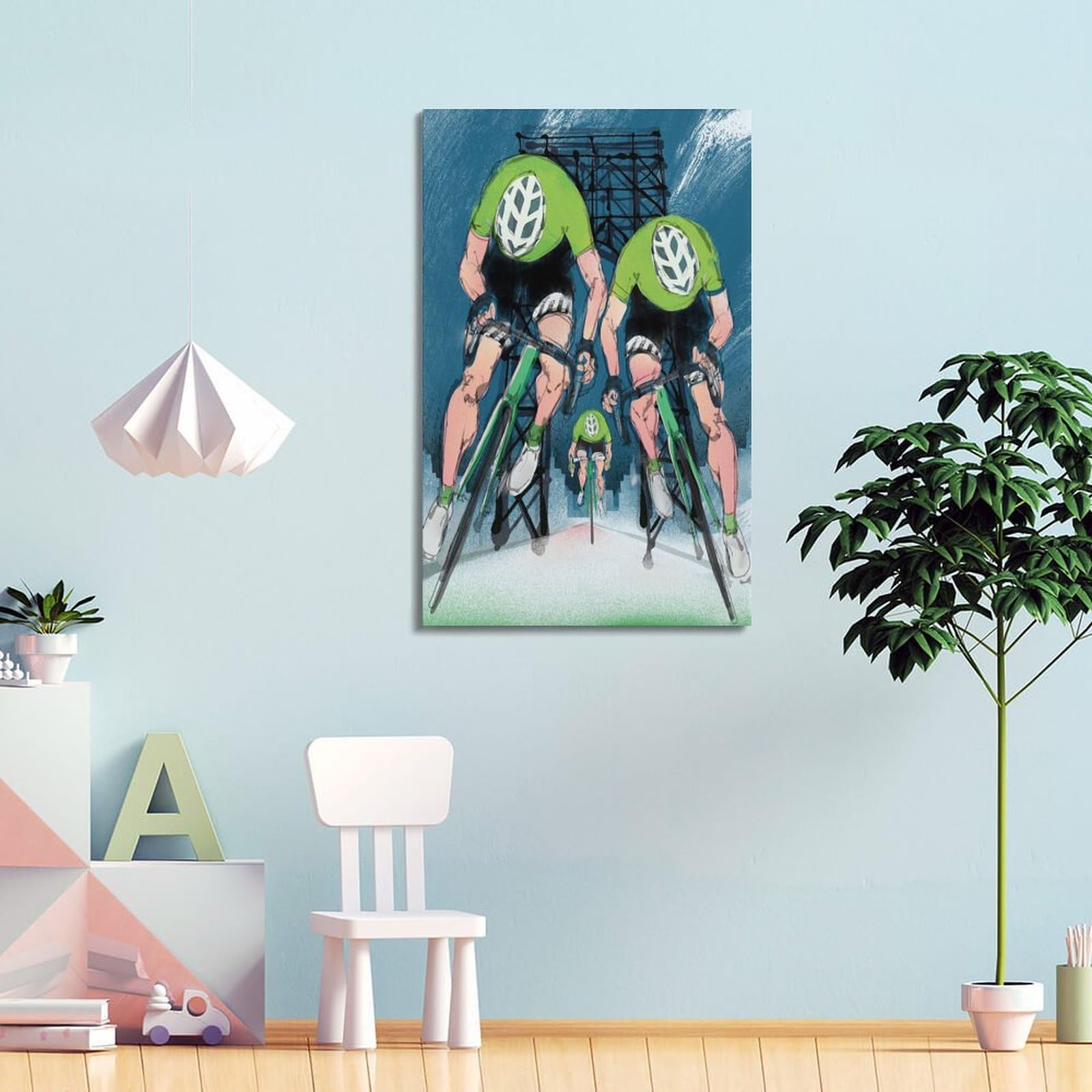 DLJGDS Quadro decorativo da parete su tela con illustrazione di squadra sportiva e ciclismo, decorazione moderna per camera da letto, 50 x 75 cm