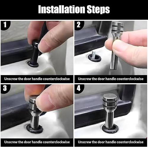 Miniatura 6 de Paquete de 4 pomos para cerradura de puerta de automóvil, 1.93 x 0.47 pulgadas, pines personalizados para cerradura de puerta interior, decoración