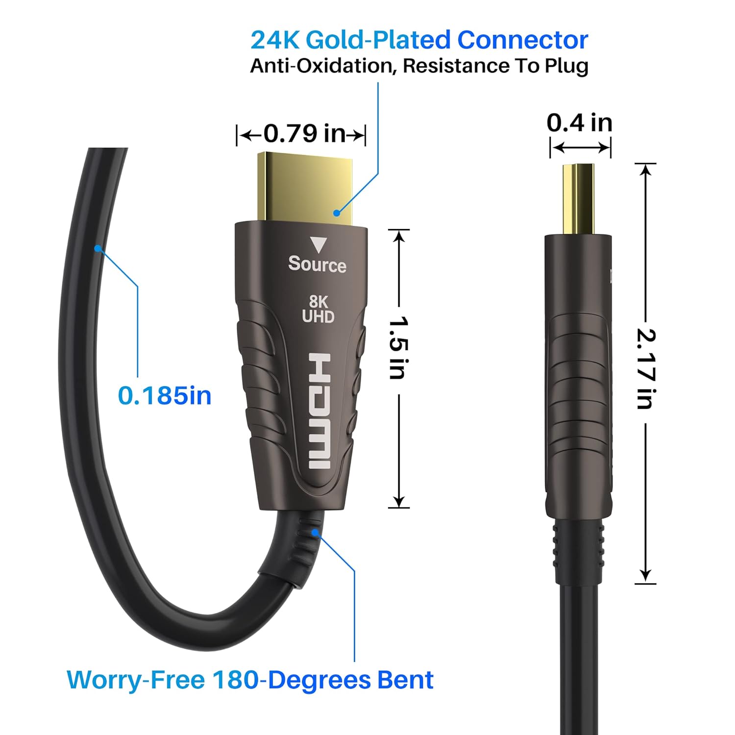 Adoreen 8K Fiber Optic HDMI 2.1 Cable 35 Feet-10 Meter（Certified） Active Optical HDMI Cord for 8K@60Hz 4K@120Hz 2K@240Hz Dynamic HDR eARC HDCP2.2&2.3 4:4:4 3D,Compatible PS5/PS4,Ultra HD TV