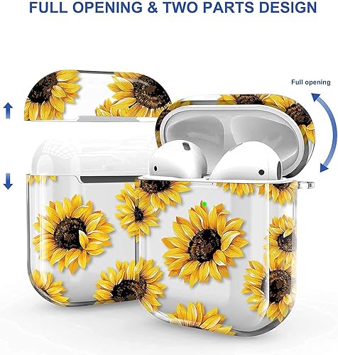 Miniatura 5 de Maxjoy Funda transparente de mariposa floral diseñada para Apple AirPods 2/1, bonita funda protectora de TPU suave con llavero compatible con