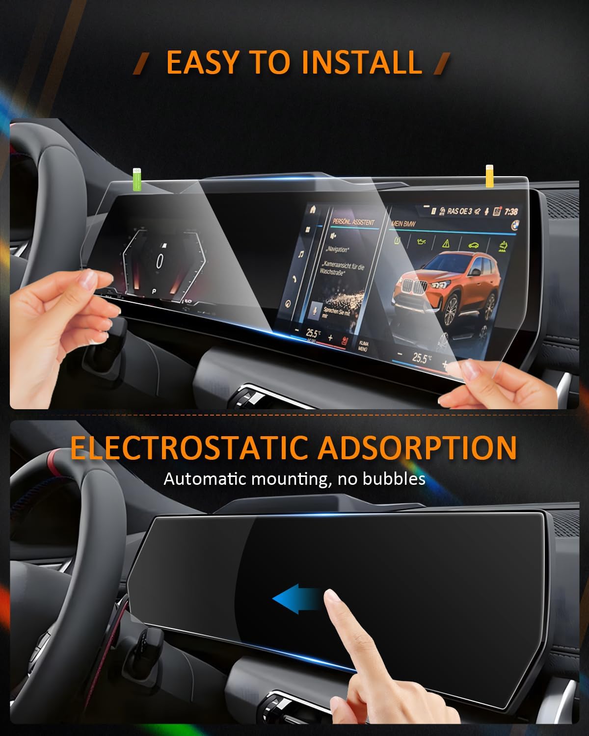 CDEFG For 2024 2025 2026 BMW X1 U11 iX1 Screen Protector -All-in-One 9H HD Tempered Glass for BMW X1 xDrive28i, M35i Touchscreen Accessories