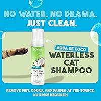 Vista 2 de TropiClean No Rinse Waterless Cat Shampoo Dandruff Treatment Moisturizing Dry Shampoo for Dry Skin USA Made Aqua de Coco Scent 7.4oz.