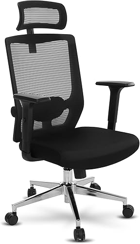 Silla de oficina con respaldo alto, reposacabezas ajustable, ergonómica, de malla, para videojuegos, oficina, con altura y soporte ajustable, silla