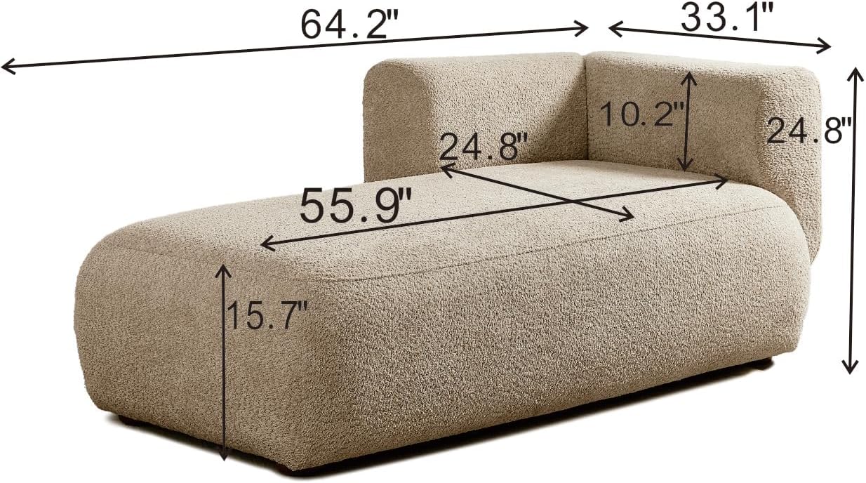 erye boucle upholstered left facing chaise lounge indoor for living room bedroom,comfy single chaise lounge modern leisure recliner sleeper sofa daybed, easy assemble camel/l