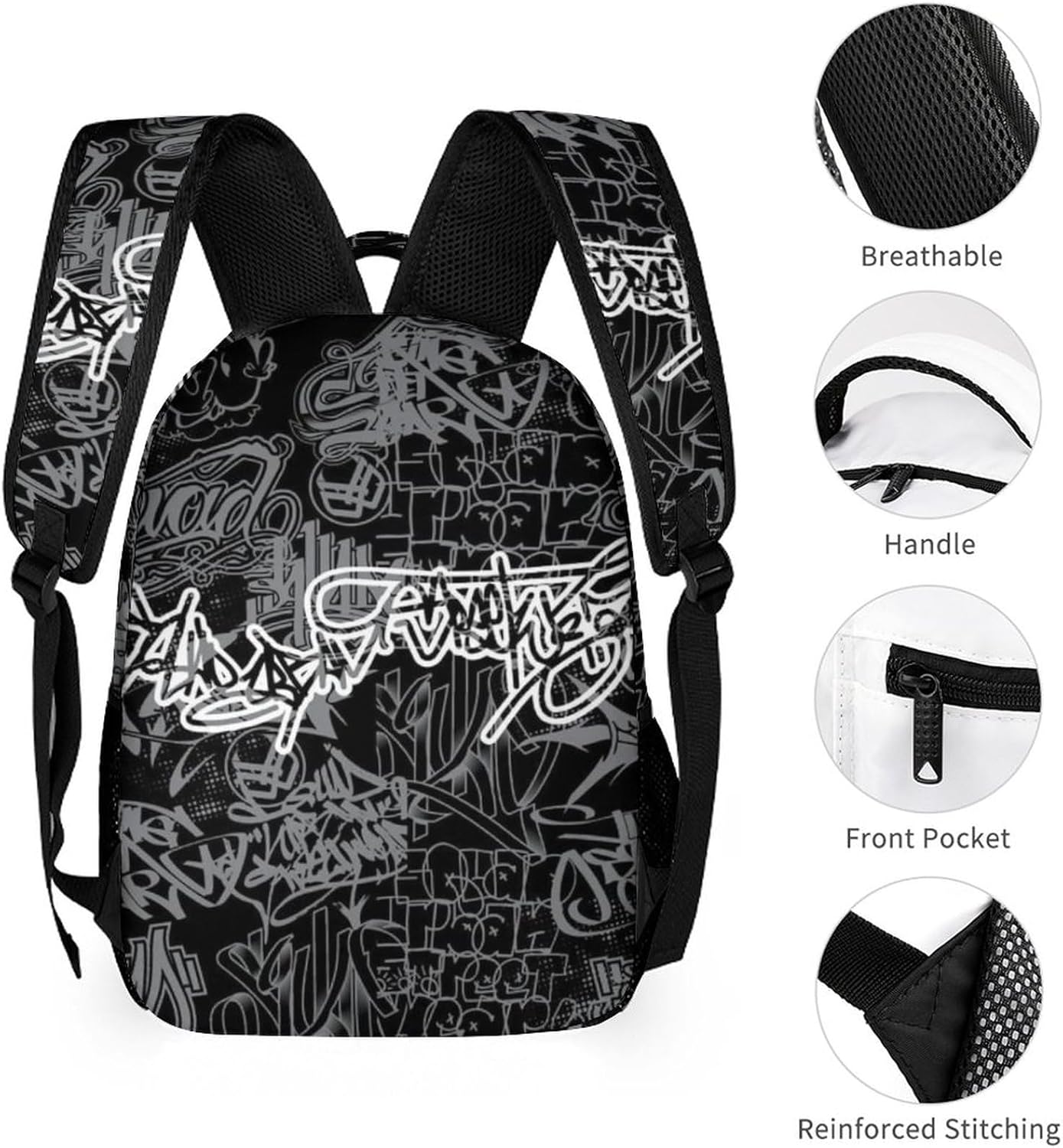 Cool Graffiti School Backpack For Kids Boys Girls Children Travel Bag Students Teens Bookbag Hip Hop Backpack Laptop Backpack-C1