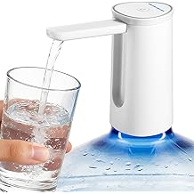 Foldable Water Dispenser, 5 Gallon Water Bottle Pump| USB Charging, Automatic Switch, Rechargeable Battery for Home Kitchen Room Camping (White)