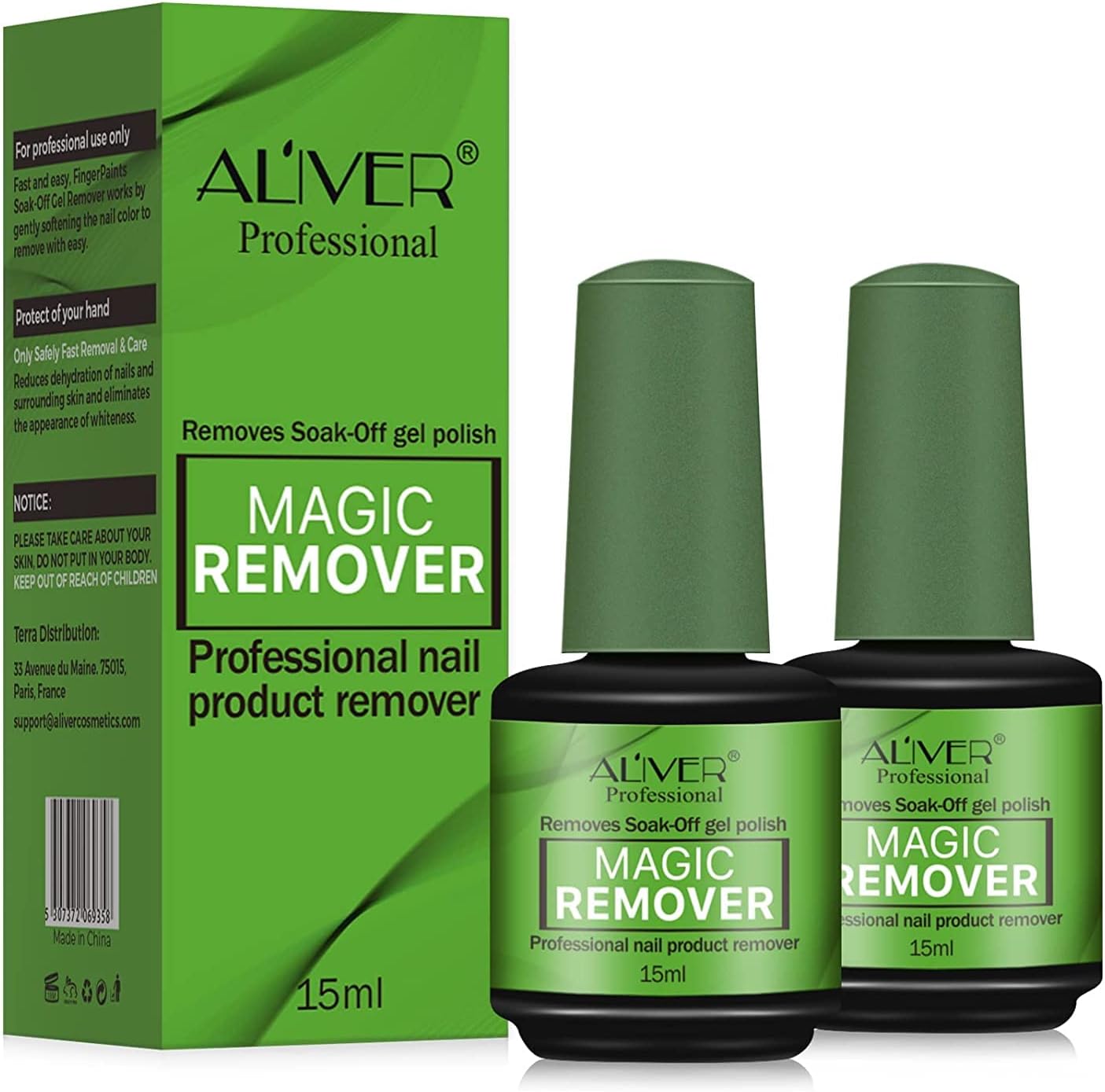 Gel Nail Polish Remover, (2Pack) Easily & Quickly Removes Soak-Off Gel Polish, Professional Non-Irritating Nail Polish Remover, Don't Hurt Nails, No Need for Foil, Soaking Or Wrapping, Harmless -15ml