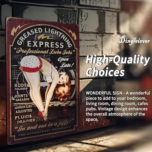 Miniatura 4 de dingleiever -Engrasado Lightning Pin Up Girl Sign This "Professional Lube Jobs" Pin Up Girl Sign is a Great Garage or Man Cave Sign