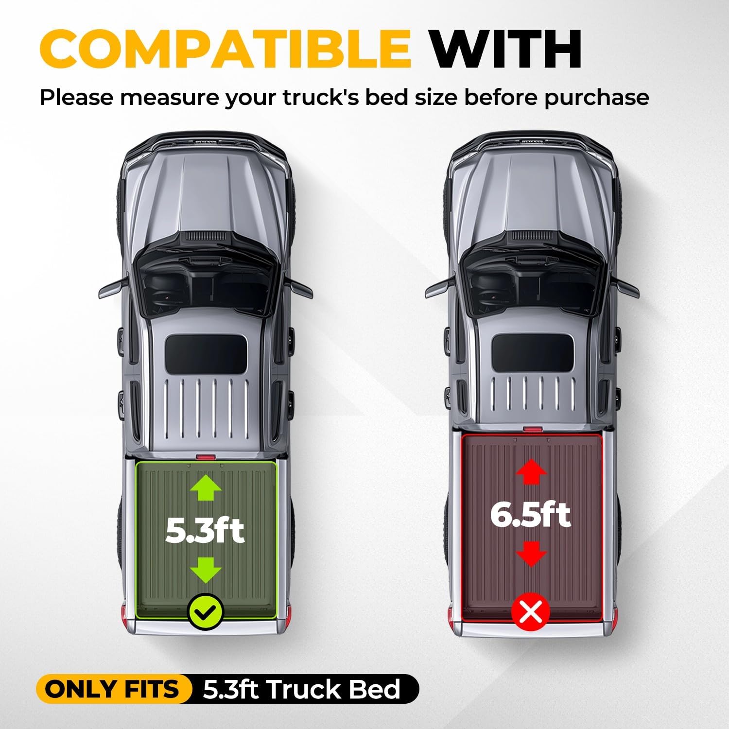 Auto Dynasty Soft Tri-Fold Truck Bed Tonneau Cover Compatible with 2005-2011 Dodge Dakota 5.3Ft Fleetside/Styleside Bed, Matte Black Soft Vinyl Top