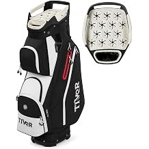 15 Way Golf Cart Bag for Women,Silent T-Lock,Dividers,Pink Black Camo | Full-Length,Oversized putter well,12-pocket storage,insulated cooler,water-resistant fabric,rugged styling and stable base.