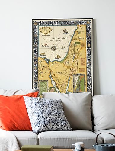 Miniatura 8 de 1928 Mapa de Tierra Santa - Póster decorativo de pared sin marco de Palestina Israel, historia antigua, regalos cristianos, carteles bíblicos