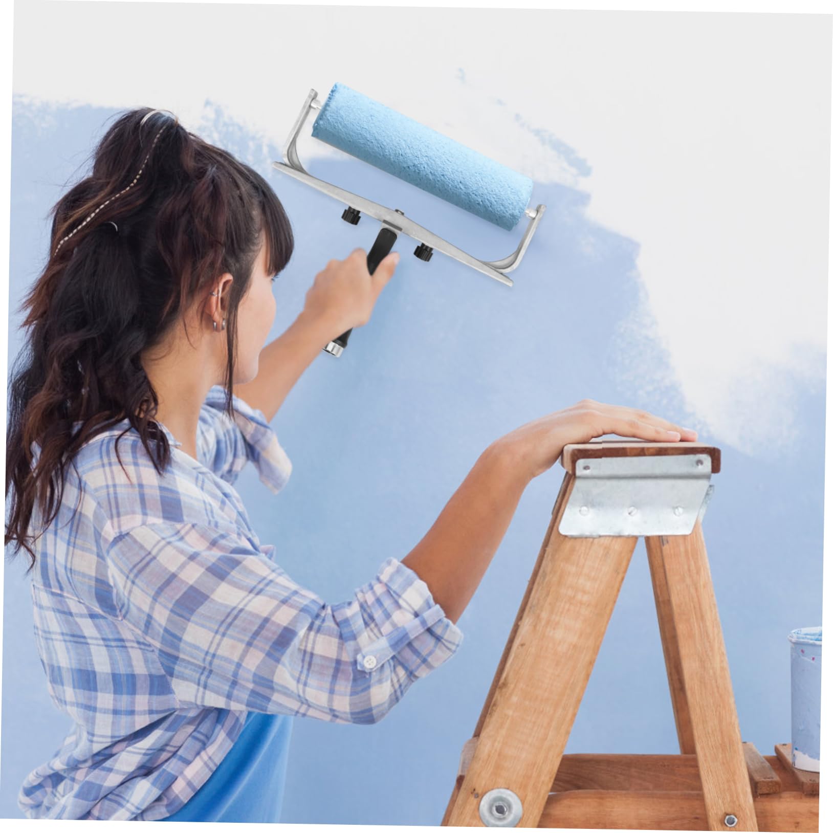 Lurrose 5 Pezzi Portaspazzole a Telaio Per Spazzola Rotante Per Riparazione Parete Telaio a Rulli Per Cartongesso Pittura Vernice a Estensibile Porta Pennelli Lega Di Alluminio