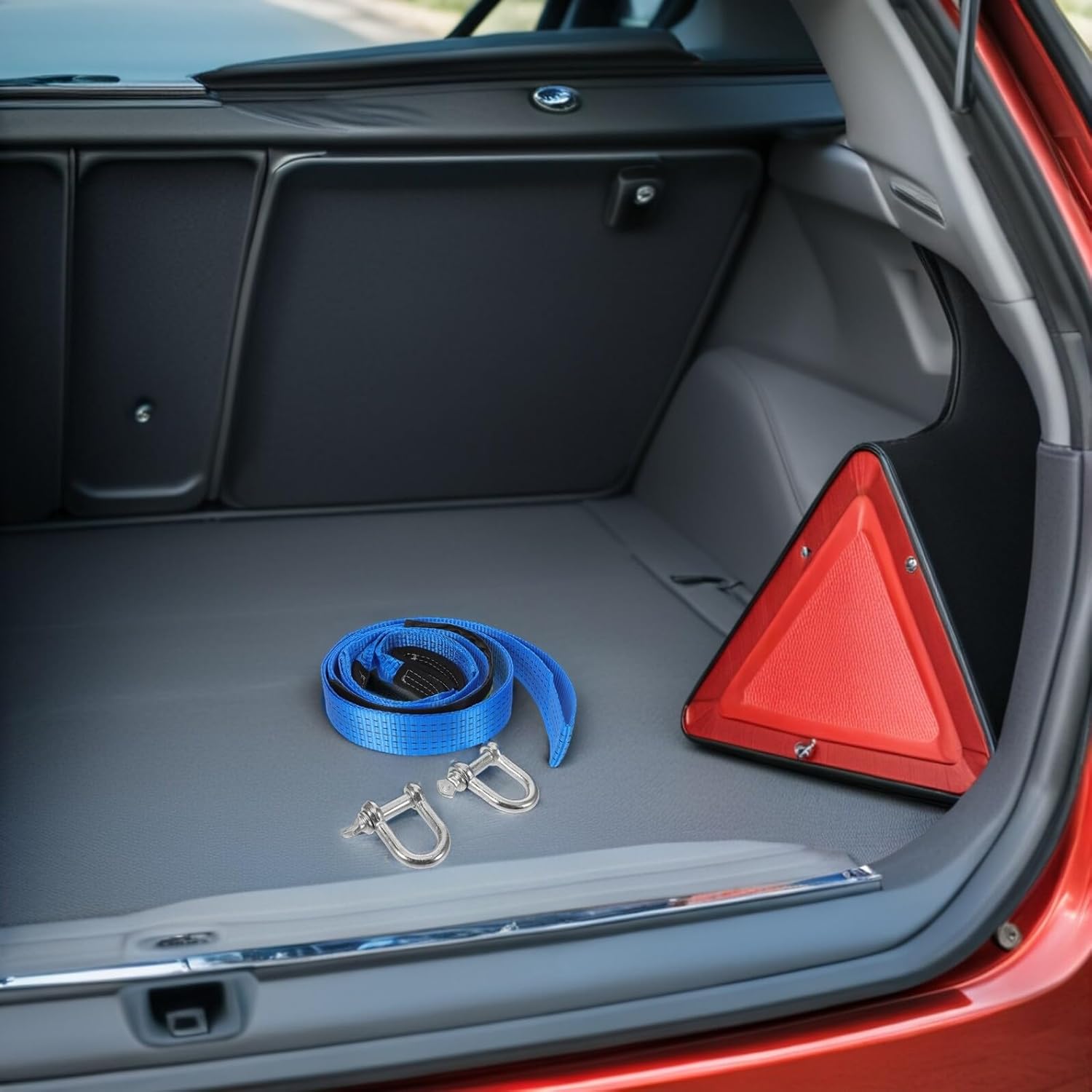 Heavy Duty Car Tow Strap with U-Shaped Hook 4m 8t Night Glow Towing Rope for Off-Road Vehicle and Trailer Emergency Use