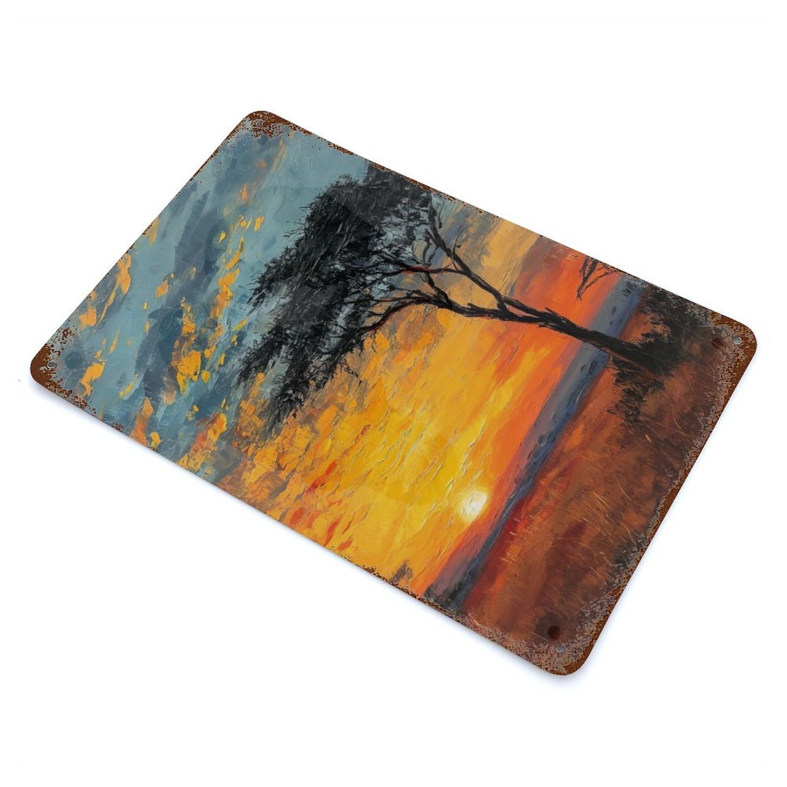 Garage Style African Sunset Serenity Rustic Tin Plaque 11.8"x7.9", Classic Wall Plaque for Bar And Workshop