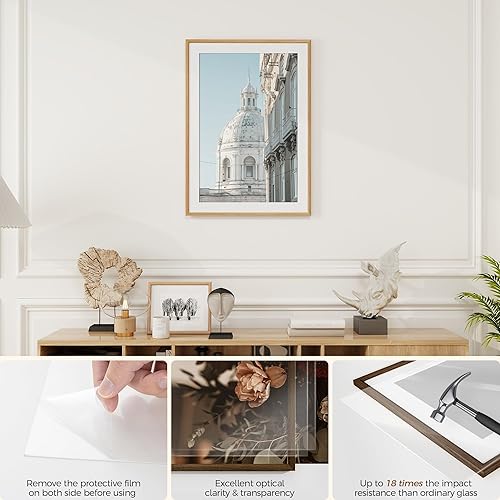 Miniatura 67 de Fun Memories Portarretratos de metal de 16 x 20 pulgadas con paspartú de 11 x 14 pulgadas, acabado de aluminio cepillado, parte delantera de vidrio