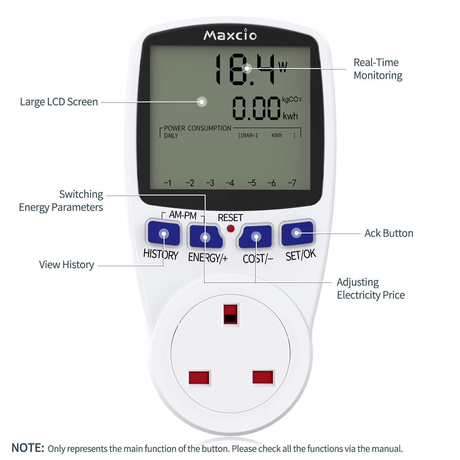 Buy Maxcio Dual Tariff Power Meter Energy Monitor Rechargable with LCD