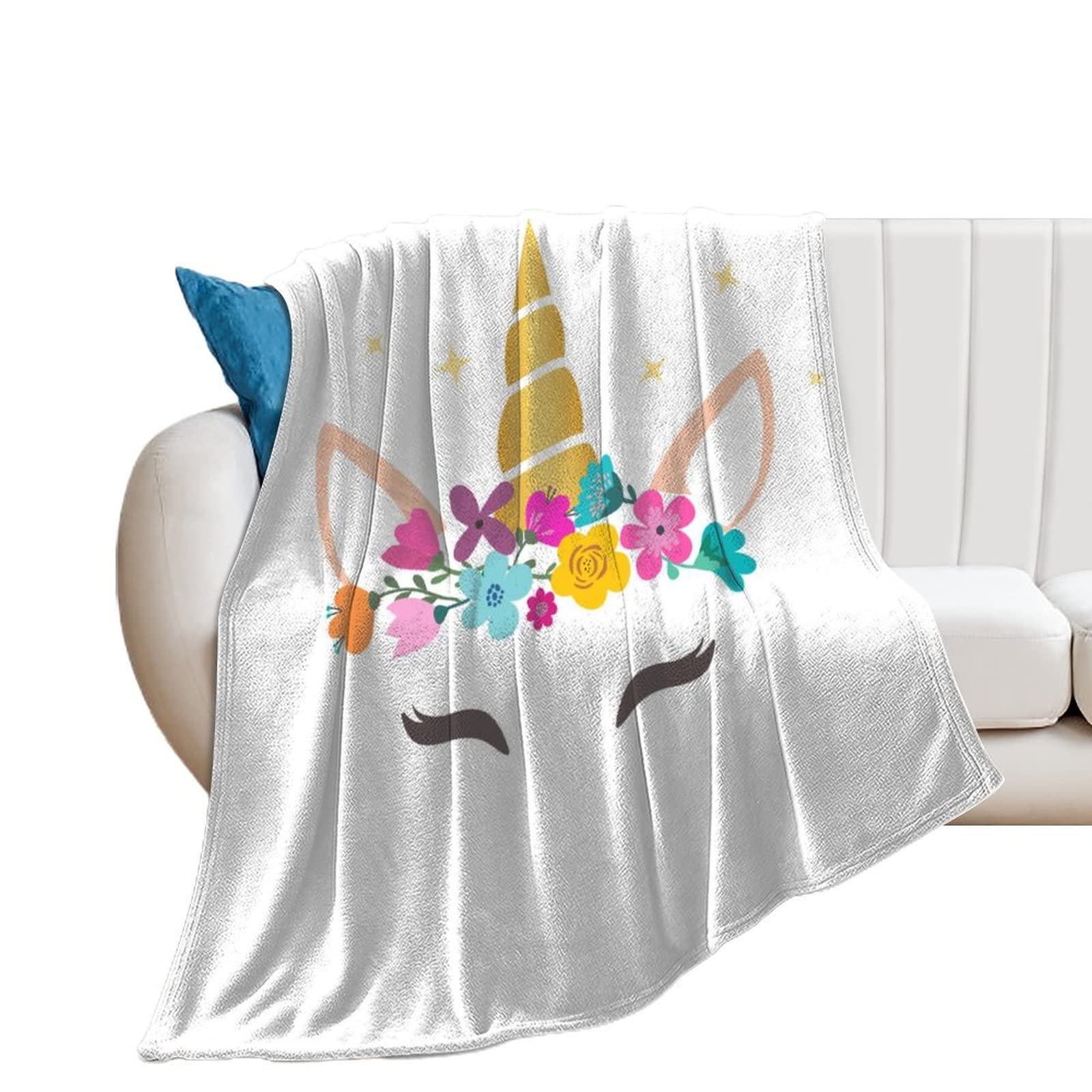 Couverture polaire licorne contre le froid : grand plaid de lit et canapé 150x200