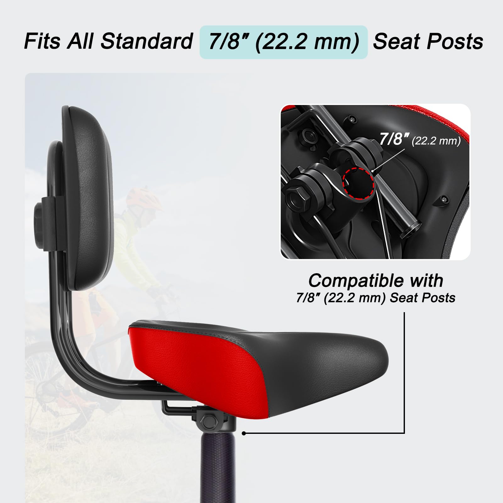 Coussin De Selle Large Et Confortable Pour Vélo Ou Tricycle électrique, Avec Dossier (noir, Neuf)