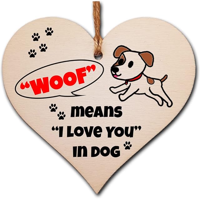 Handmade Wooden Hanging Heart Plaque Gift for Someone Special Dog Novelty Keepsake Mum and Dad from Kids