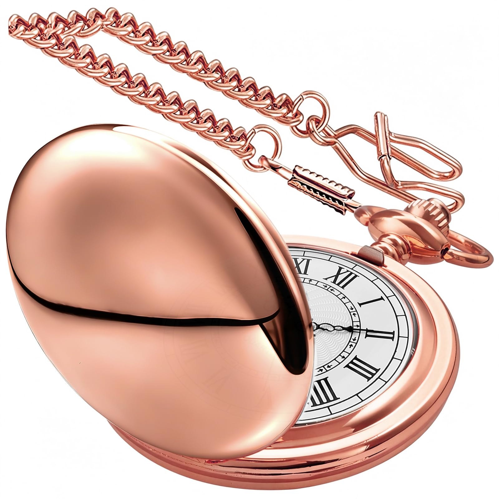 Smooth Pocket Watch Alloy Steel Quartz Roman/Arabic Numerals with 37cm Chain for Father's Day Xmas Best Gifts