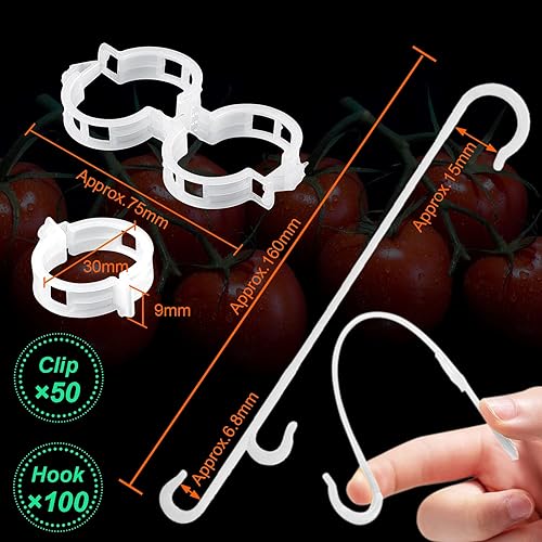 Miniatura 2 de 150 piezas de soporte de tomate para plantas, clips de gancho en J, tomates de jardín, truss de verduras para evitar que los tomates pellizquen o se