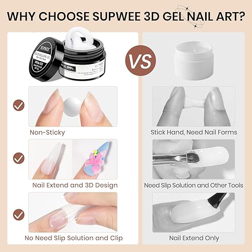 Miniatura 3 de Gel de escultura 3D blanco para uñas, gel 3D antiadherente para extensión de manos, geles de moldeo de escultura con silicona 3D, arte de uñas para