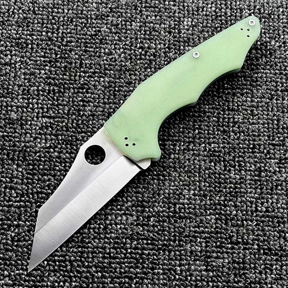 Joa Klappmesser lang Outdoor Taschenmesser scharfes S30v Edelstahl tanto & G10 jadegrün, edc messer survival jagdmesser einhand mit clip