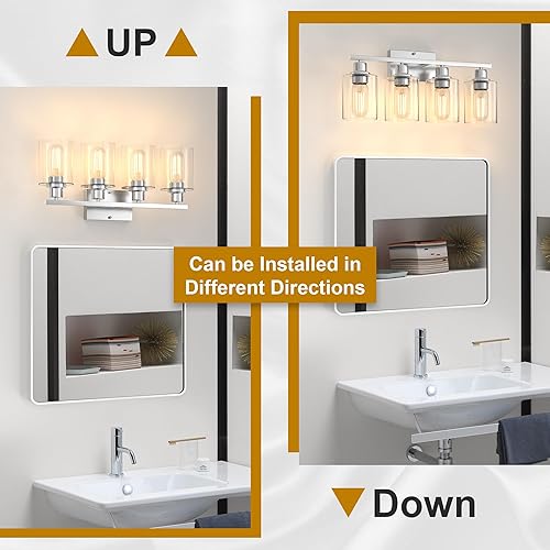 Miniatura 4 de Accesorios de iluminación de baño sobre espejo de níquel cepillado, luces de tocador de 24 pulgadas para baño, modernos apliques de pared de 4