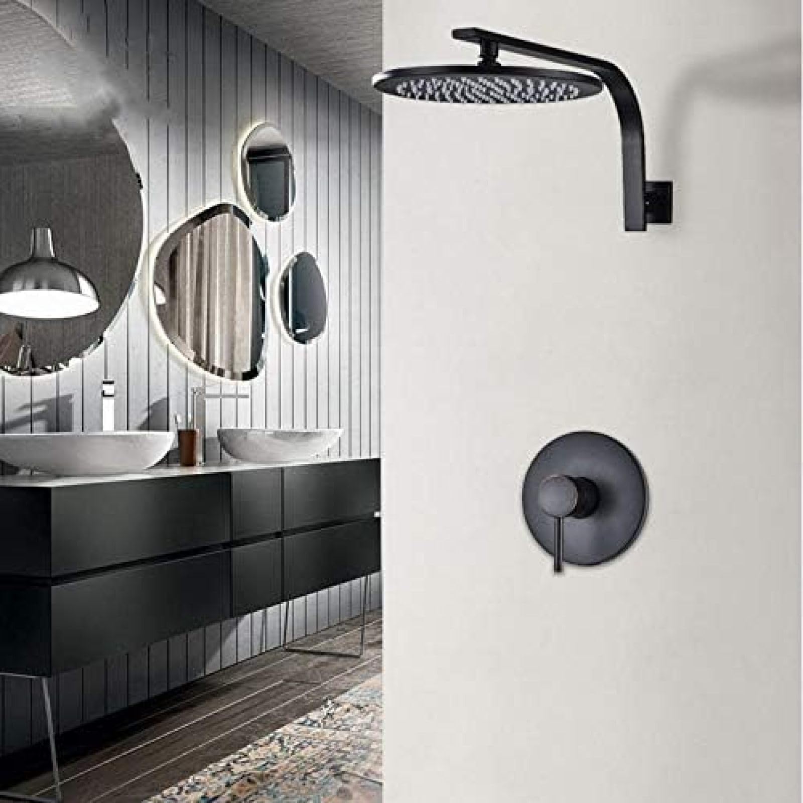 Juego de grifo de ducha de baño de bronce negro de 10 pulgadas, mezclador de agua fría y caliente