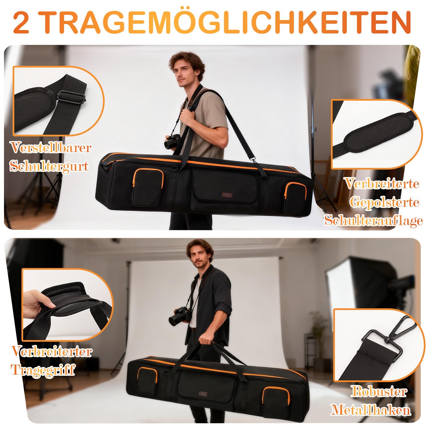 Borsa per treppiede imbottita da 128 cm con 2 divisori estraibili