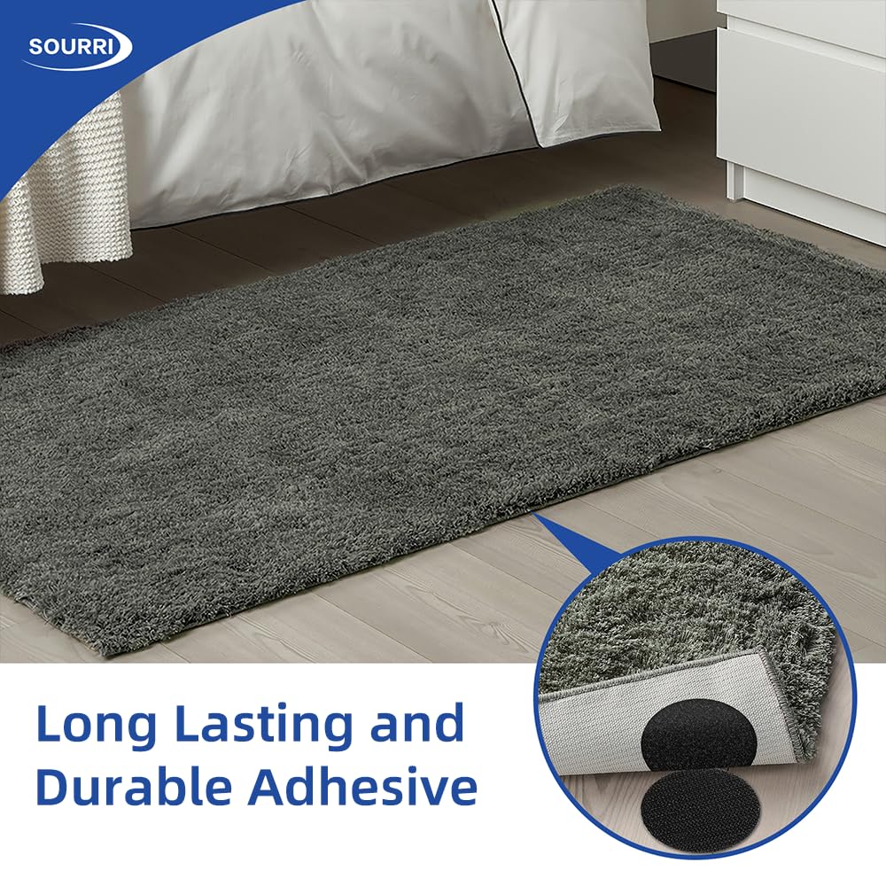 SOURRI 4'' x 20Ft Large Hook and Loop Sheet Tape Fastener, Self Adhesive Heavy Duty Strips, Keep Couch Cushions from Sliding, Rug Gripper Tape & Pads