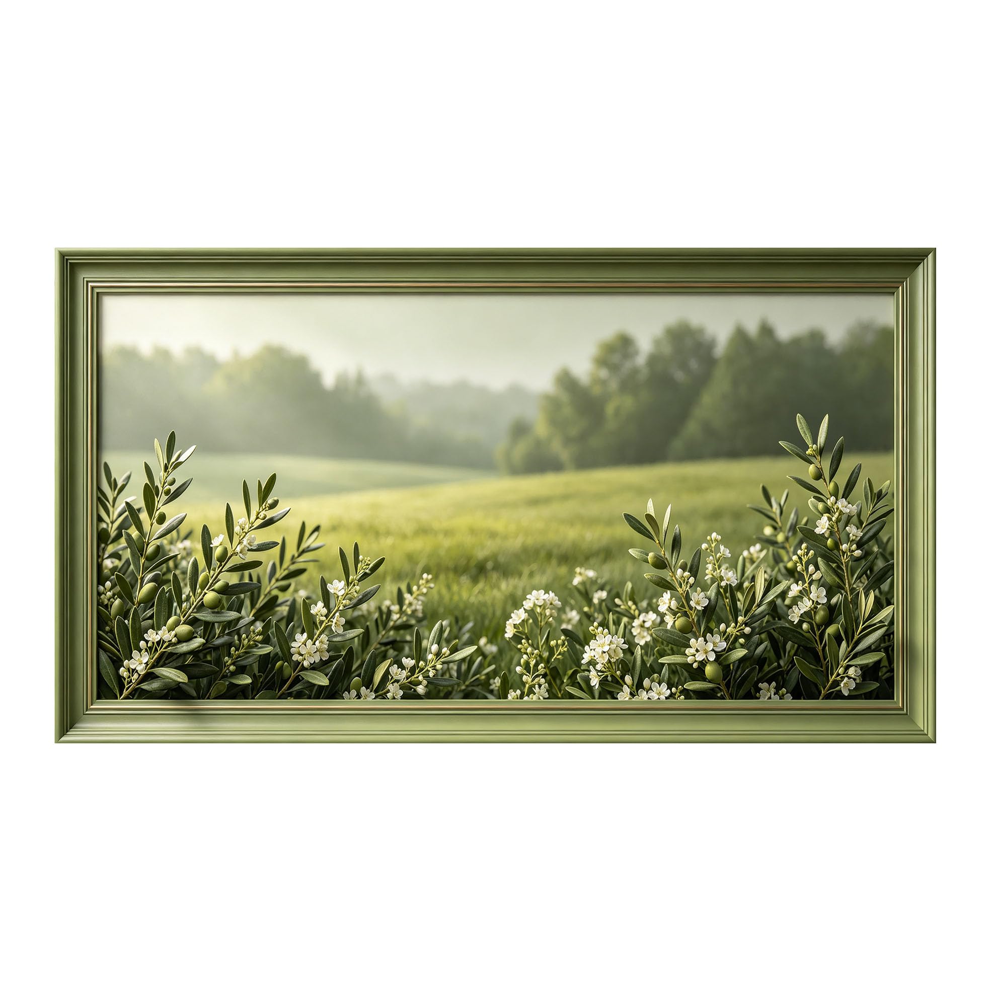 Yzpallescene 3D Framed Wall Art 50cm×100cm Botanical Meadow Landscape Watercolor Prints Large Size SelfAdhesive Removable Wall Decor Artwork for Living Room Bedroom Office
