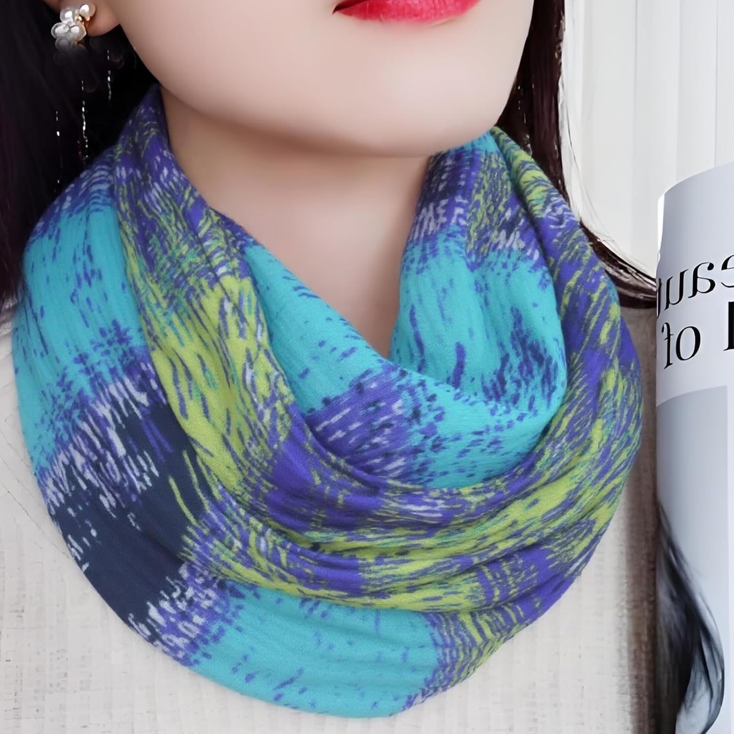 Infinity Scarf for Women Lightweight Colorful Print Silk Scarves and Wraps for Spring Shawl Neck Scarfs - Image 8