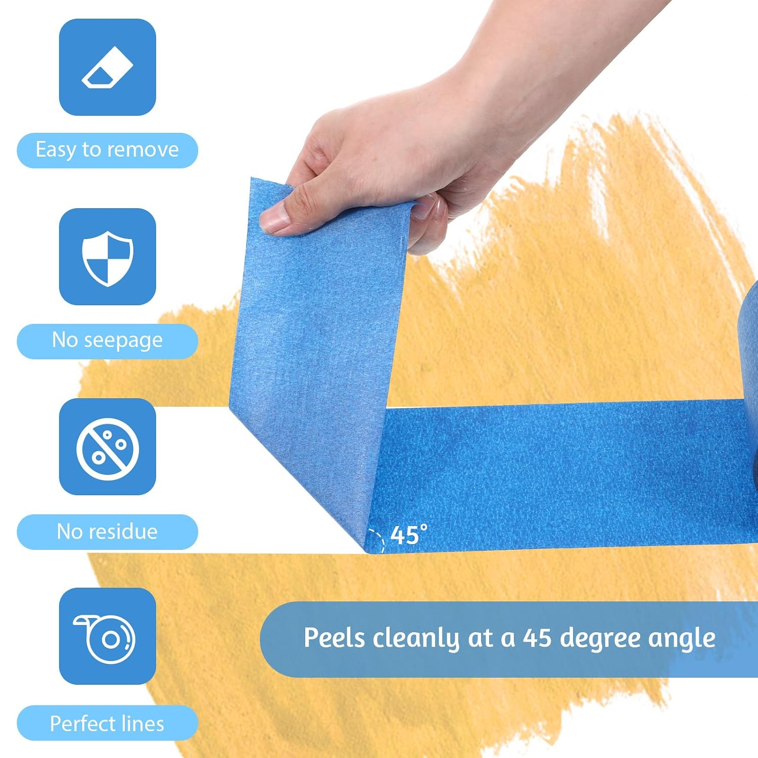 Prasacco 4 Rolls Blue Painters Tape Bulk, 4 Inch X 60 Yards, Total 240 Yd, No Residue Masking Tapes Trim Edge Finishing Tape for Wall Painting Decoration DIY Crafts Supplies, Multi Surface
