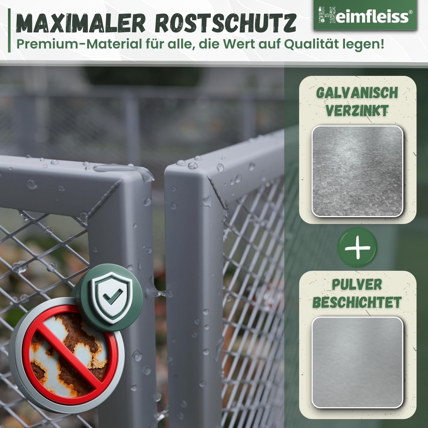 Heimfleiss® Komposter Garten 100x100x75 cm | 750L Metallkomposter verzinkt & pulverbeschichtet | Metall Kompostbehälter für Rasenschnitt & Biomüll | Gartenkomposter mit Stecksystem | Kompost Behälter