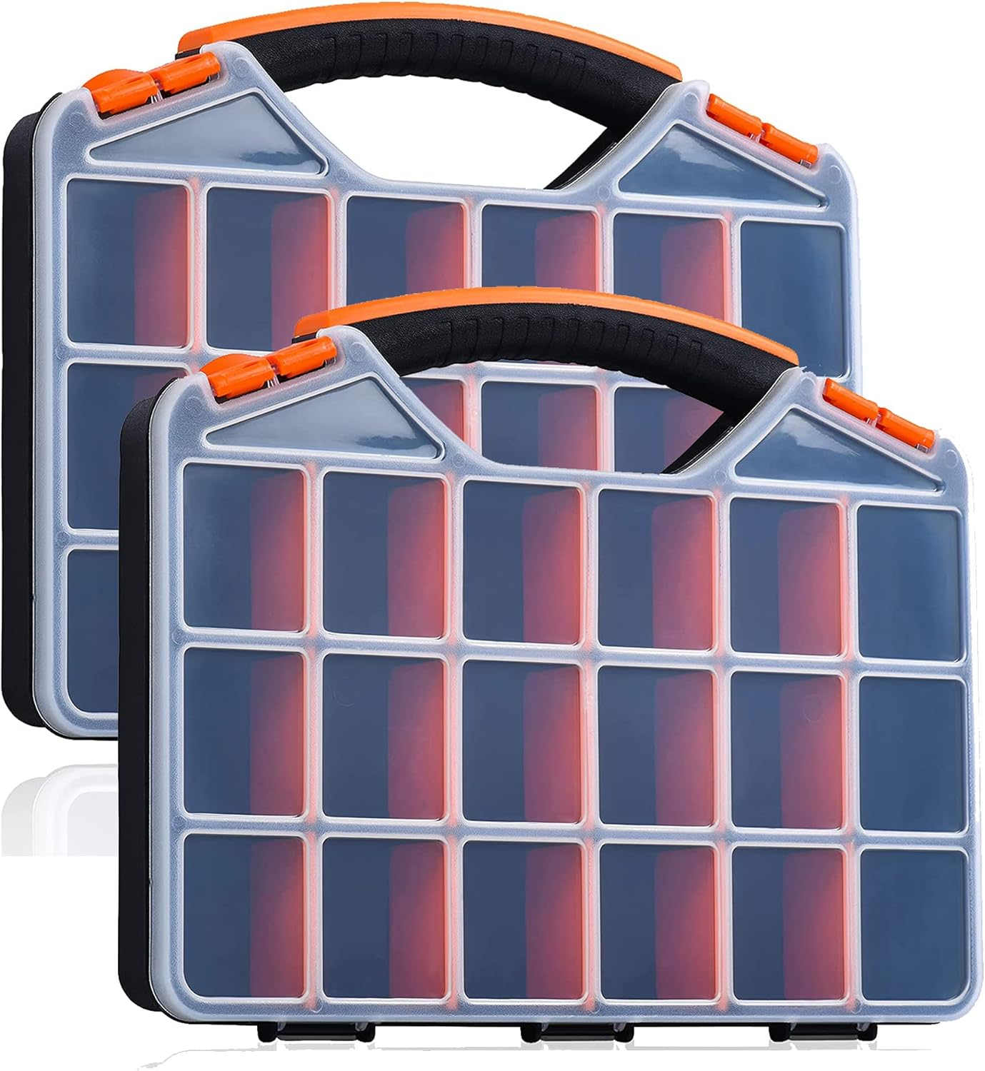 Andalus Screw Organizer Pack of 2 has 18 compartments & removable dividers, screw organizer box offers portability & simplifies storage of items like screw, nails, beads & more (12.75 x 10 x 1.75)