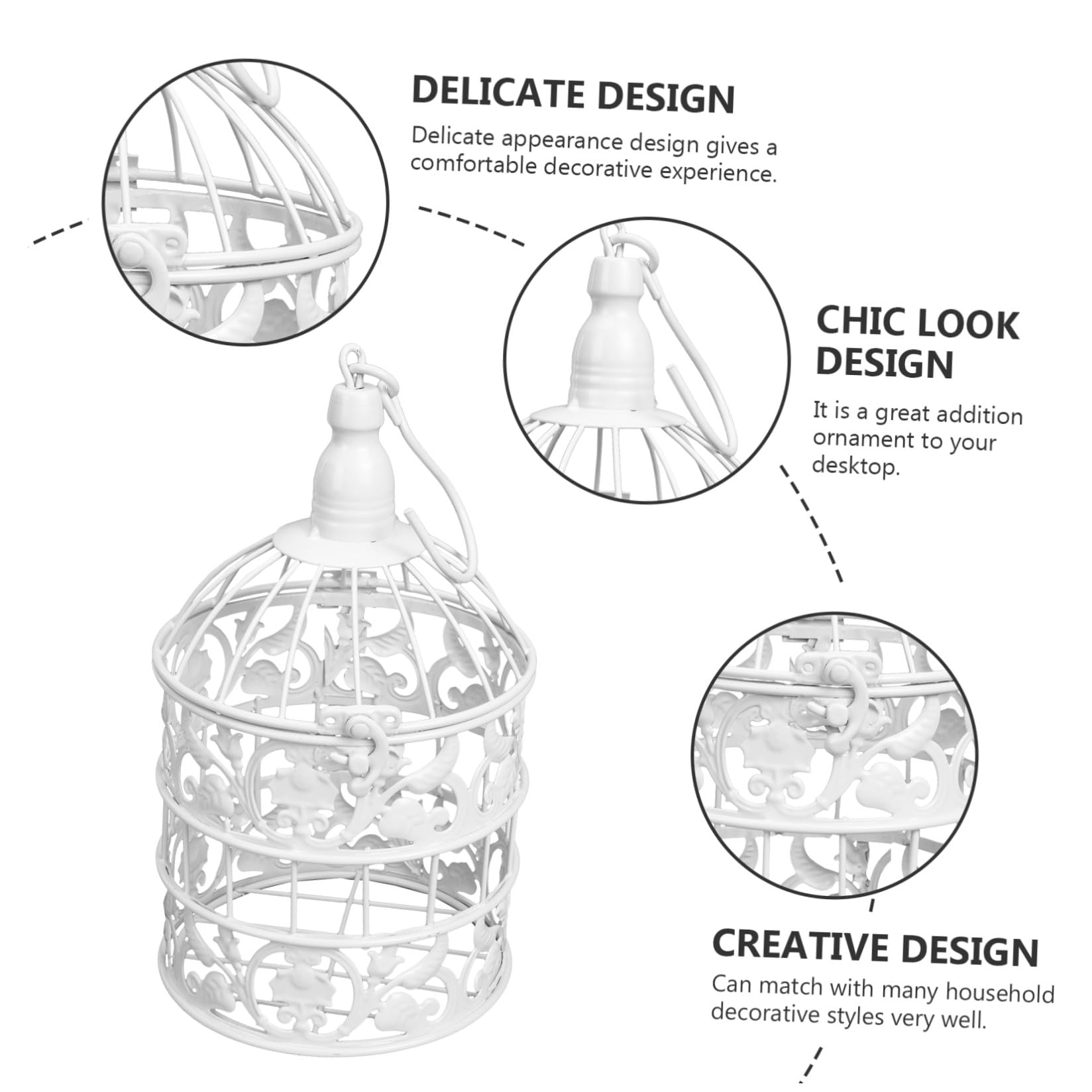 SOLUSTRE Gabbia per Uccelli Decorativa in Ferro Bianco, Ornamento Delicato e Chic per Matrimonio, come Centrotavola o Decorazione da Scrivania