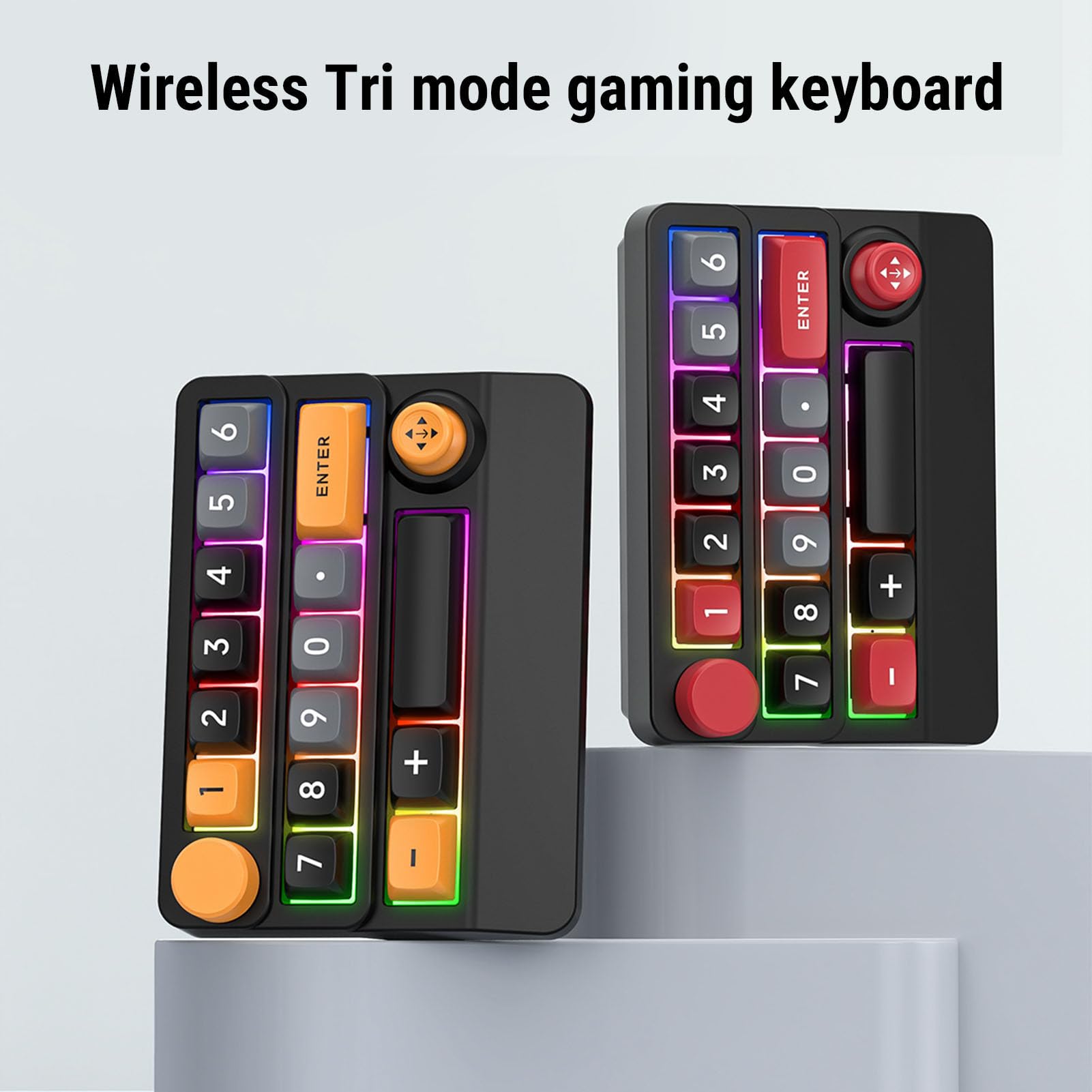 Cuifati Pavé Numérique Mécanique RVB sans Fil, Clavier Macro Programmable à 15 Touches Remplaçable à Chaud avec Bouton de Commande du Joystick du pavé Numérique, pour PC Portable IOS (Jaune Noir Bleu)
