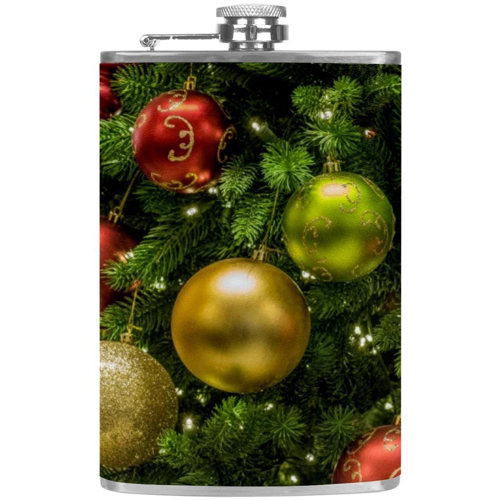 Flasque à liqueur en acier inoxydable étanche avec entonnoir motif sapin de Noël